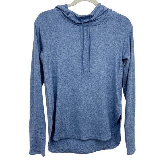 Athleta XS Uptempo Hoodie Sweatshirt Style 382882 Blue Thumbholes - Picture 1 of 9